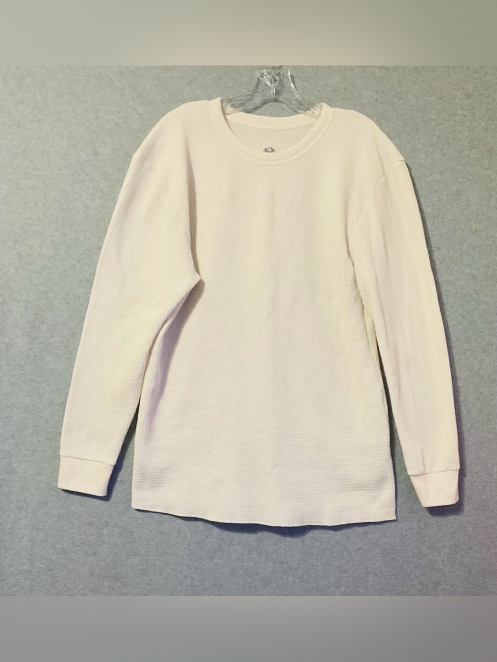FRuit and Loom Classic Men's Long-Sleeve Thermal Crewneck Sweater - Cream Sz 2XL